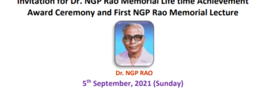 NGP Rao Memorial Lecture and Lifetime Achievement Award by Society for Millets Research (IIMR)